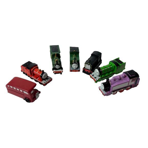 Lot of 7 Mini Thomas Tank Train Friends Cars Rubber PVC Plastic Cake Toppers Toy - Picture 2 of 7